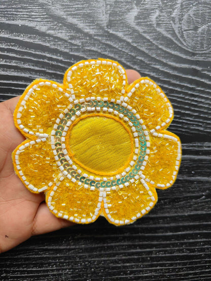 decorative-flower-patches-yellow-beaded-sequined