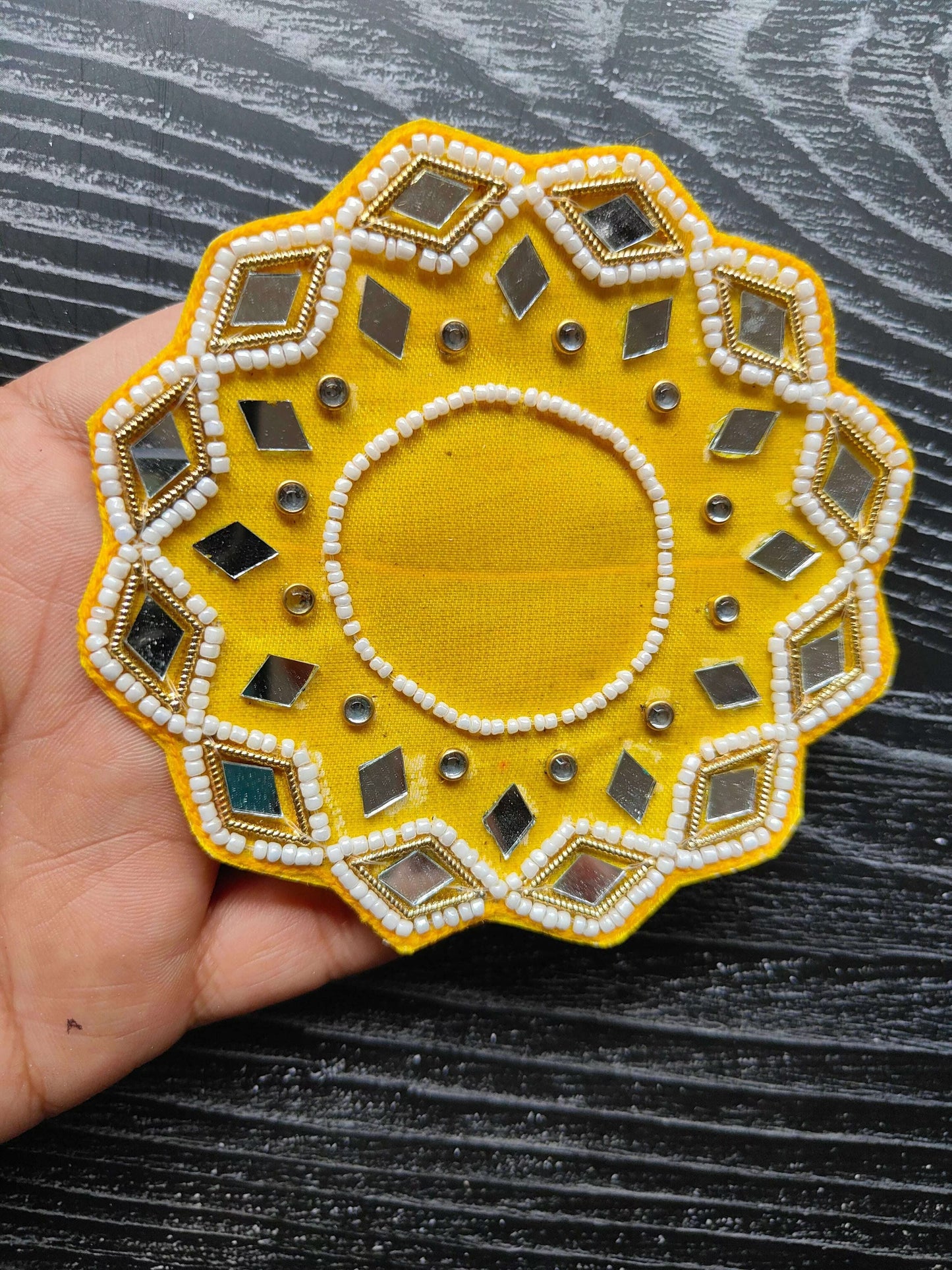 decorative-patch-for-art-and-craft-yellow-mirror-beaded