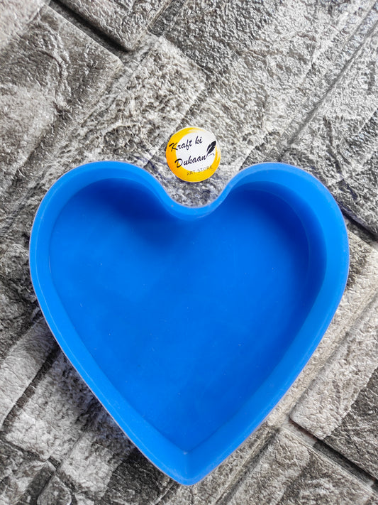 Blue silicone deep heart mold for resin crafting, perfect for making heart-shaped items
