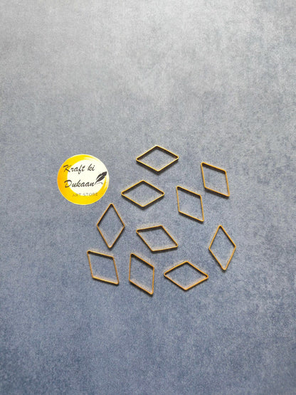 Rhombus bezel 10pc set of gold-tone diamond frames, flat backs