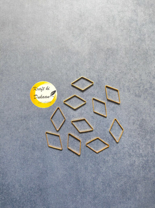 Rhombus bezel 10pc set of gold-tone diamond frames, flat backs