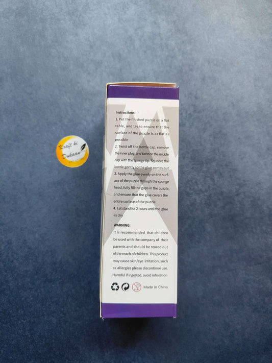 Diamond painting sealer box, purple-and-white package with instruction text on side