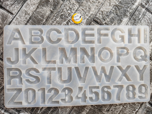 Kraft ki Dukaan DIY letter casting mold with uppercase alphabet and numbers on clear silicone tray