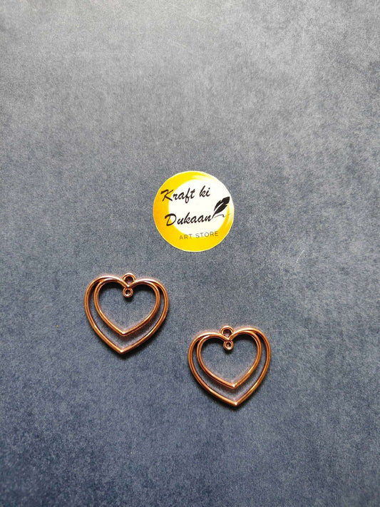 Double heart bezel pendant set (5pc) with rose gold-tone heart bezels