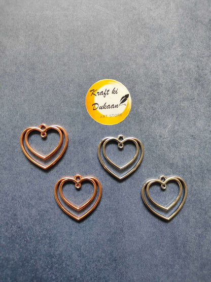 Double heart bezel pendant set (5pc) in rose gold-tone heart bezels