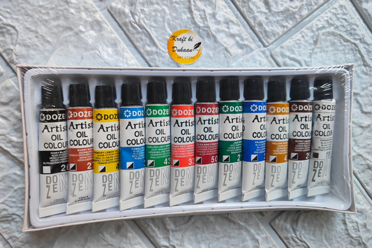 Doze Artist Oil Colours in a set of 12 tubes for vibrant painting and creative projects
