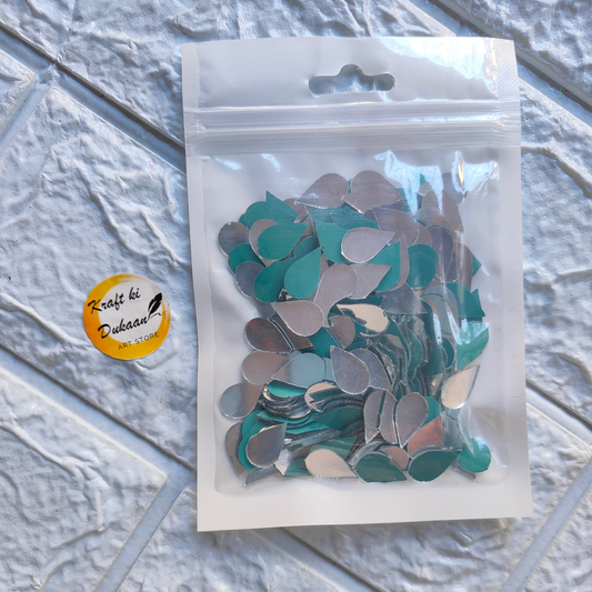 Pack of drop shape glass mirror mosaic pieces in various colors for crafting and decoration
