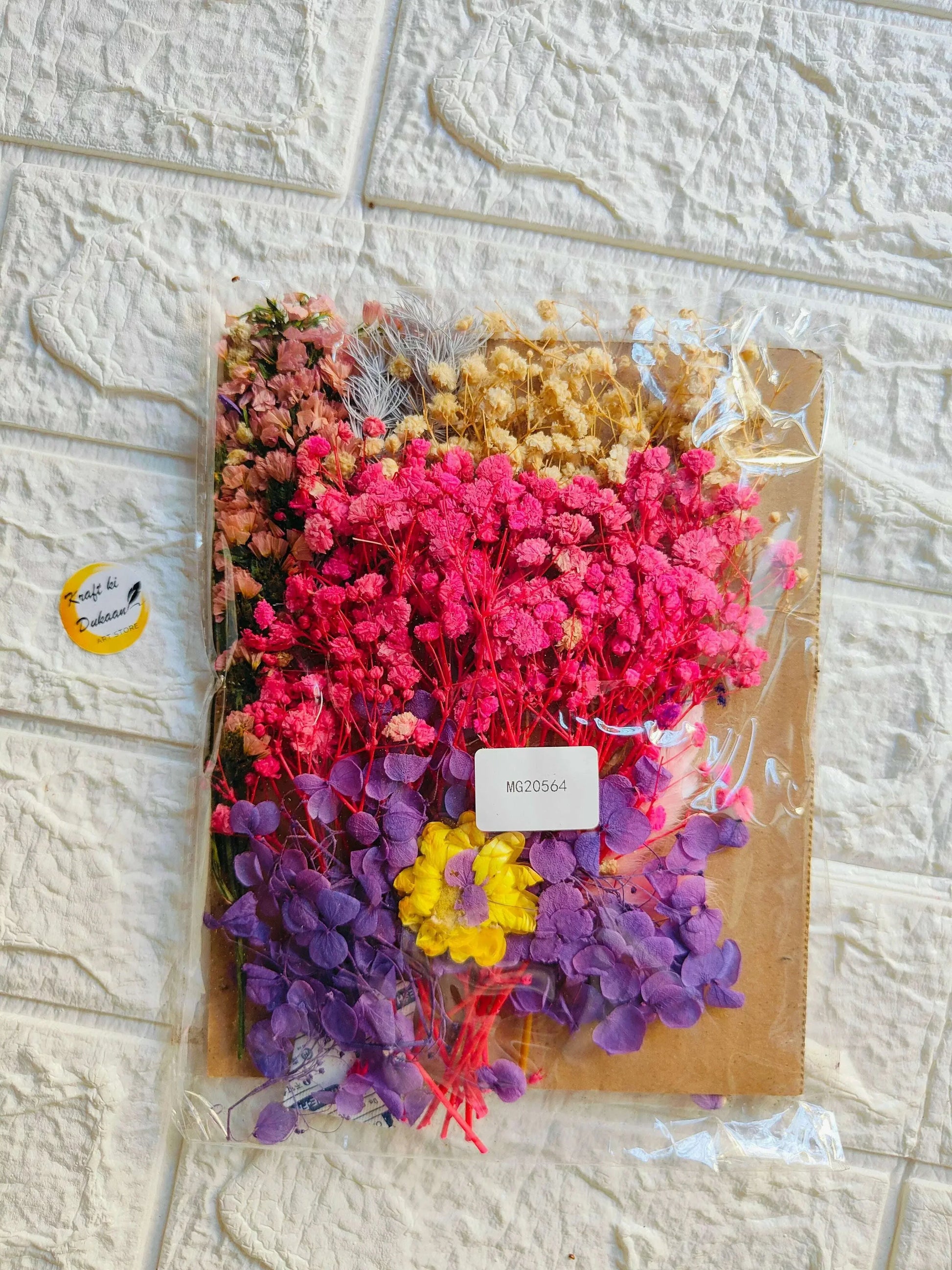 Mix dried flower sheet, A3 size—varied pink, purple, yellow and orange blossoms