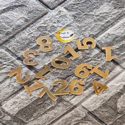 Set of Golden English number embellishments for decorative crafts and projects