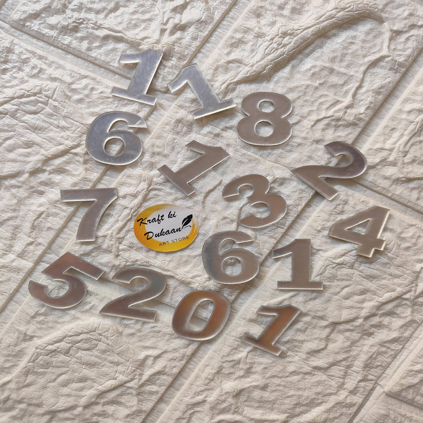 Set of stainless steel English number embellishments for creative crafting and home decor projects