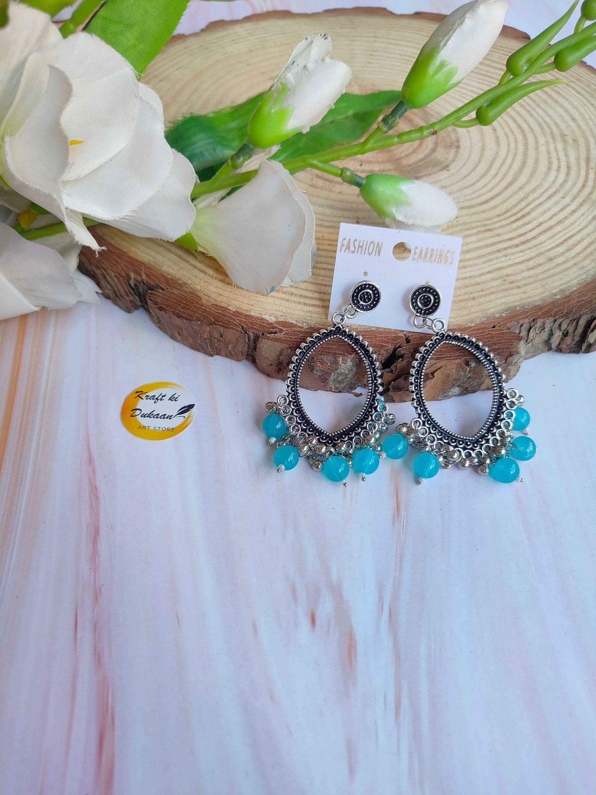 Silver Jhumka with Beads A45