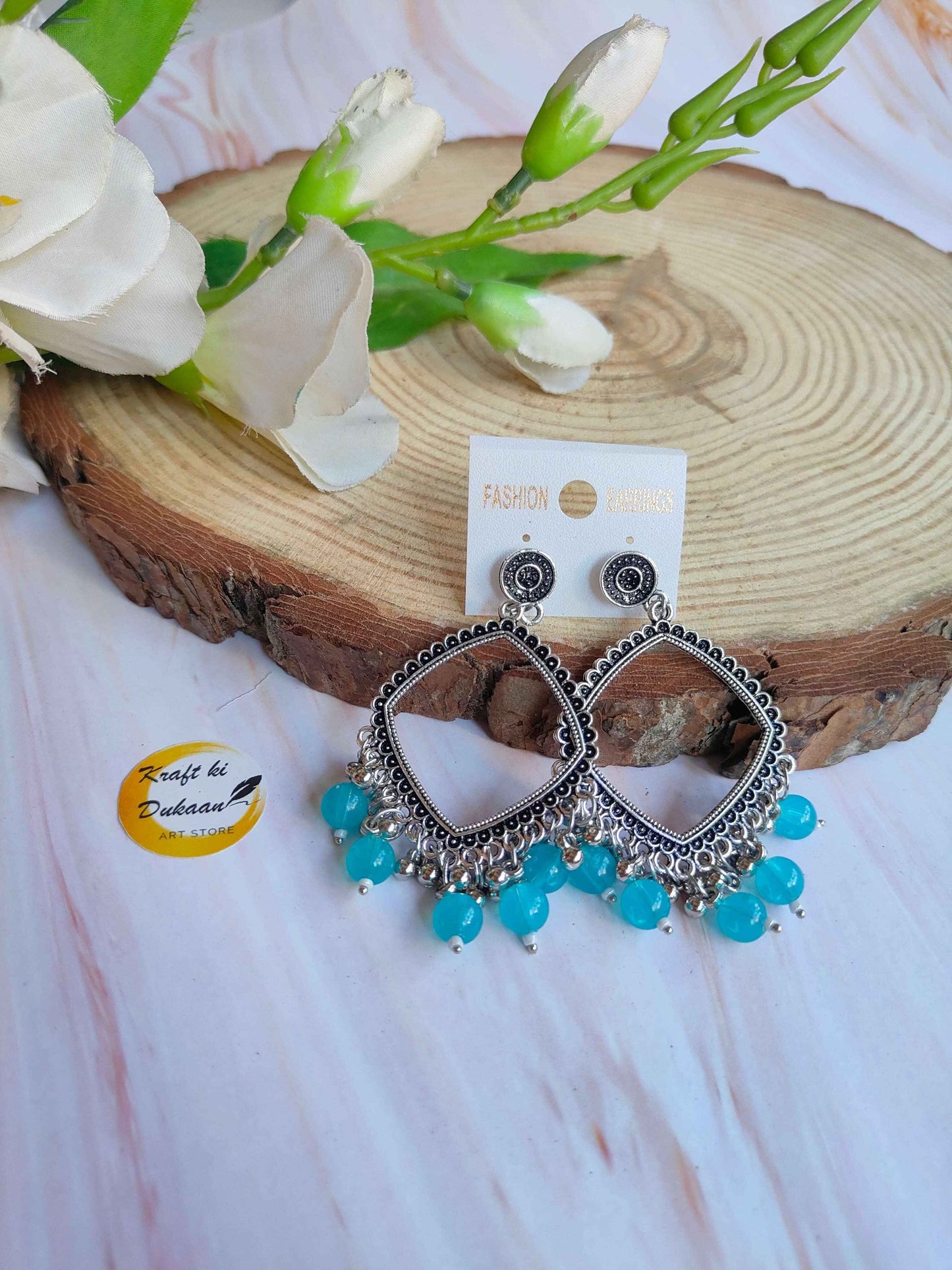 Silver Jhumka with Beads A43