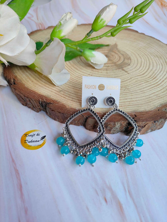 Silver Jhumka with Beads A43