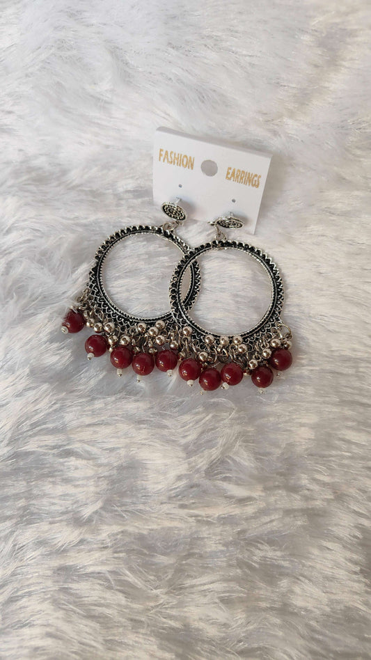 fashion-silver-jhumka-earrings-with-beads-red-beads-1