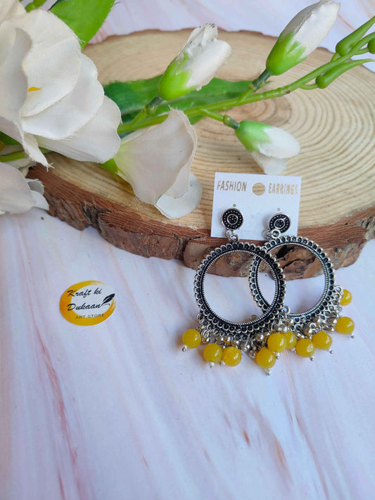 Silver Jhumka with Beads A37