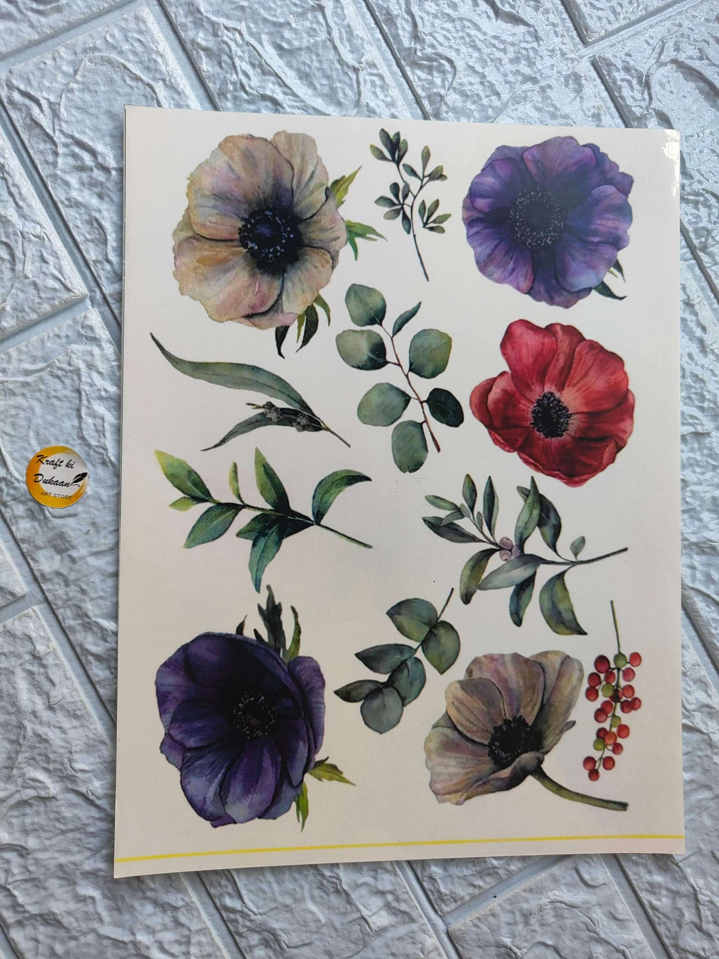 Floral A4 Color Stickers - Beautiful Designs for Crafts | Kraft ki Dukaan