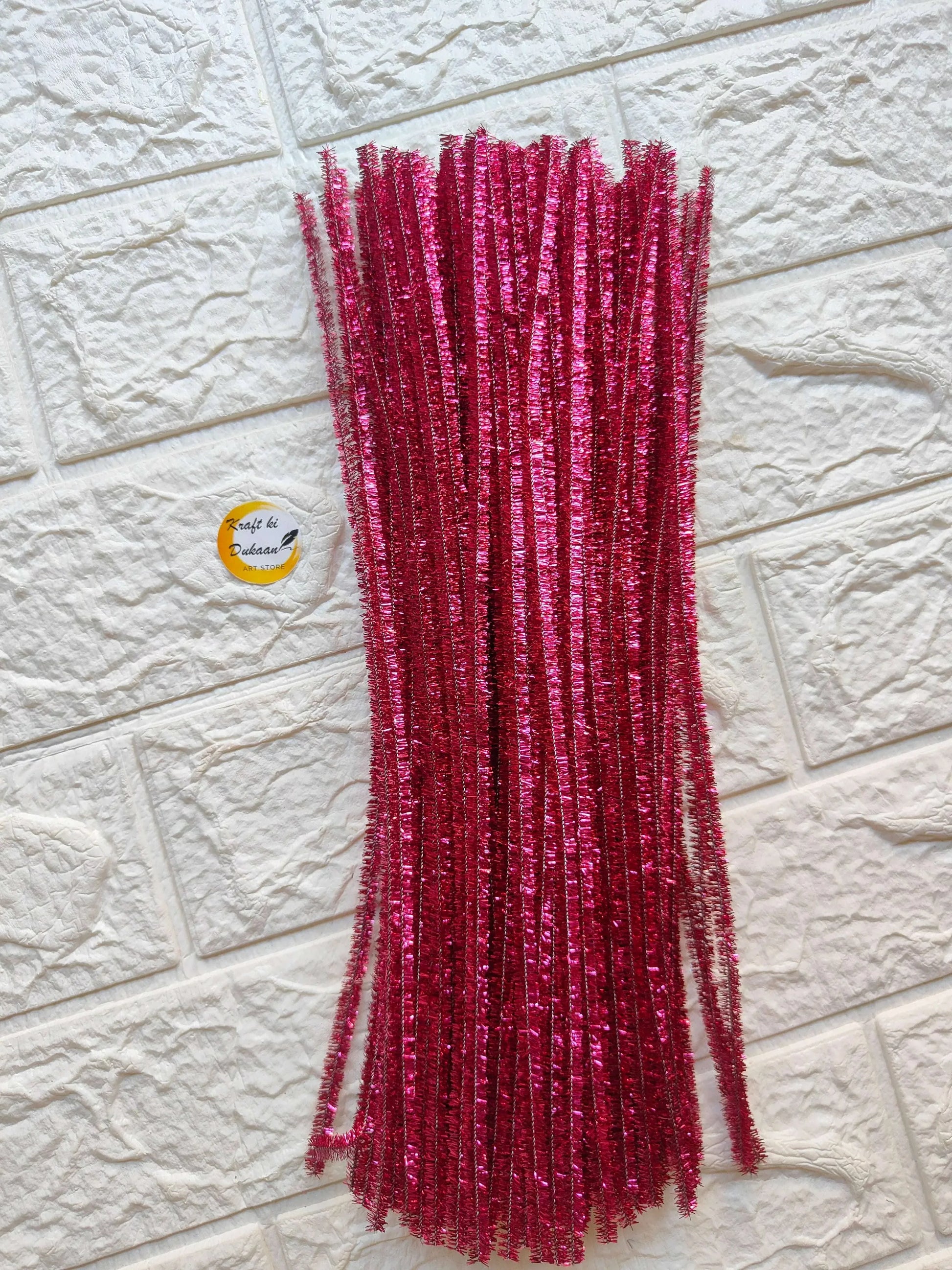 Red glitter pipe cleaners bundle, sparkling flexible strands (pack of 100)