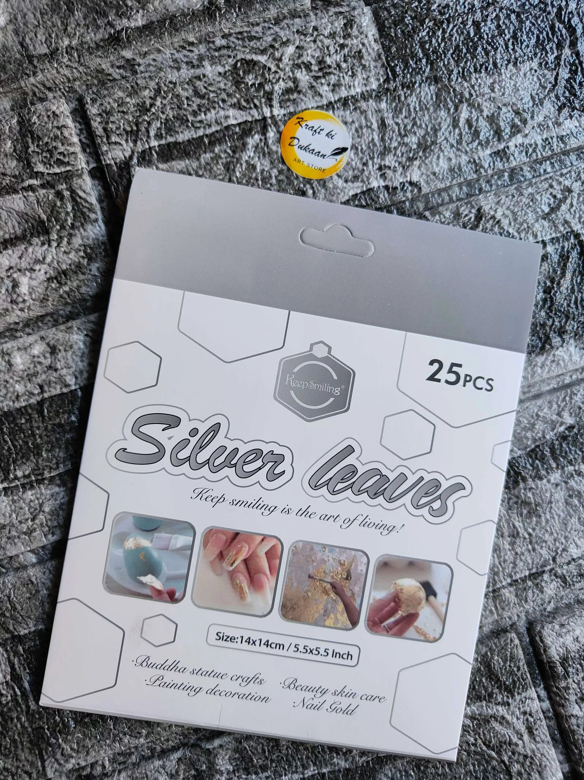 Metallic foil flakes sheet A1, Silver color, 25 pcs boxed set for crafts