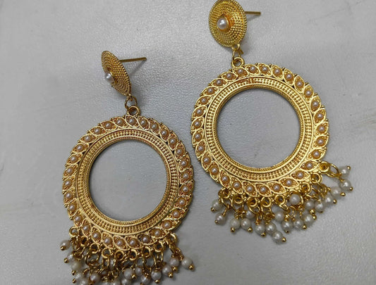 golden-jhumka-earrings-with-beads-large-unique-design