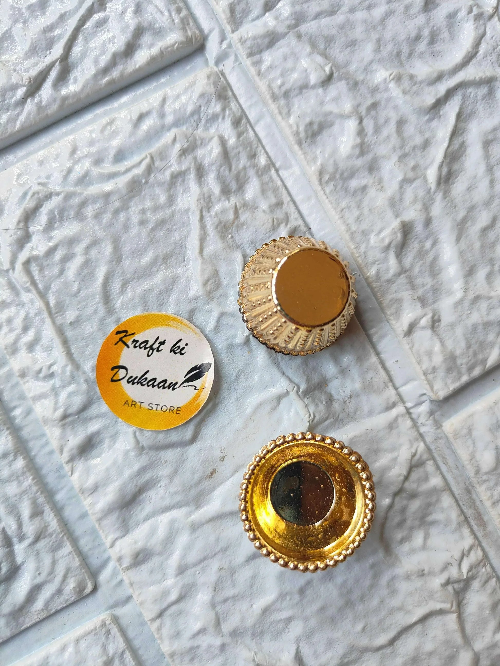 Golden Katori 2.5cm pack: gold round cups with textured beaded edge (2 in view)