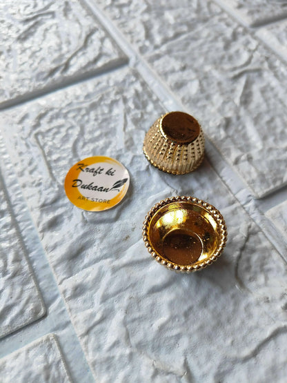 Golden Katori 2.5cm: small round gold bowls with ridged, beaded rim (2 in view)