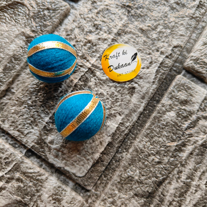 Blue Gota Patti craft balls with gold accents for decorative use in projects