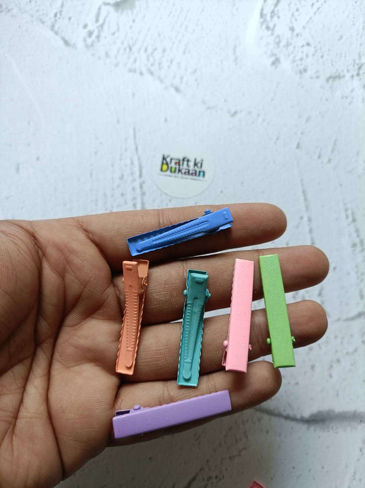 4CM metal hair clips, 5-pack, multicolor: blue, peach, teal, pink, green.