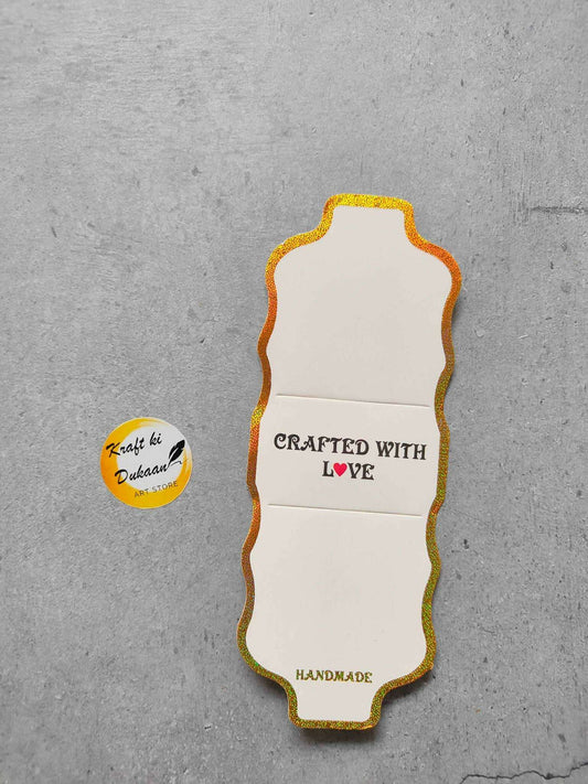 Jewellery Card A15, scalloped card with Crafted with Love and Handmade