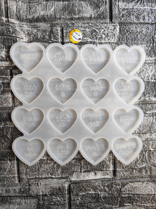 Silicone heart mold for resin crafts with multiple heart shapes for creative projects