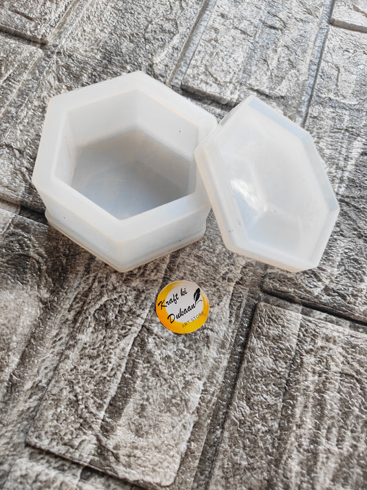 Transparent hexagon box mould for resin by Kraft ki Dukaan, ideal for crafting unique resin art
