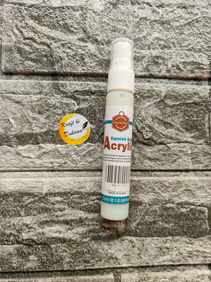 Acrylic Varnish Gloss 35 ml bottle with white ribbed cap and front label