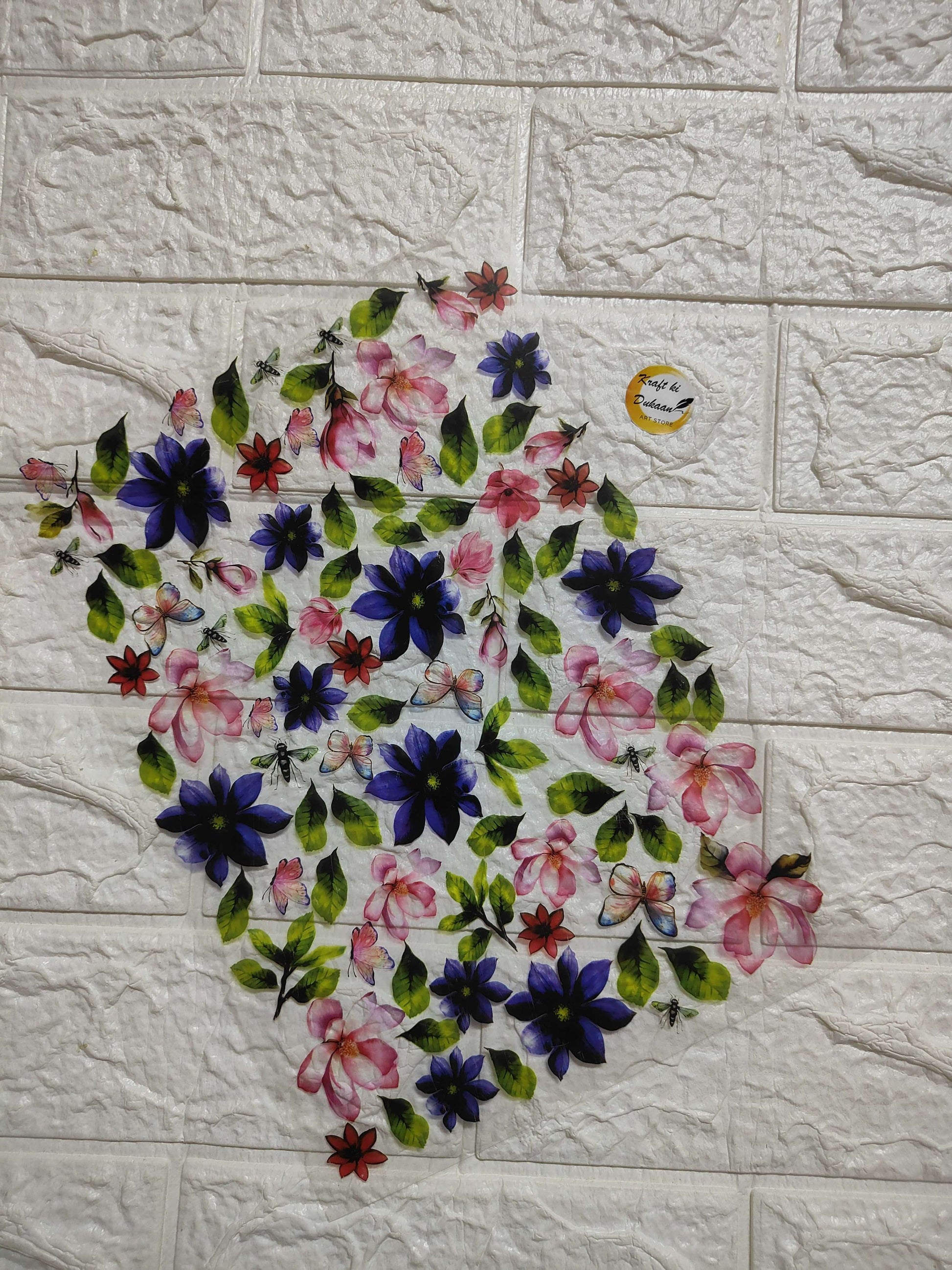 A4 insert sheet B21 with multicolor floral pattern and butterflies on white paper