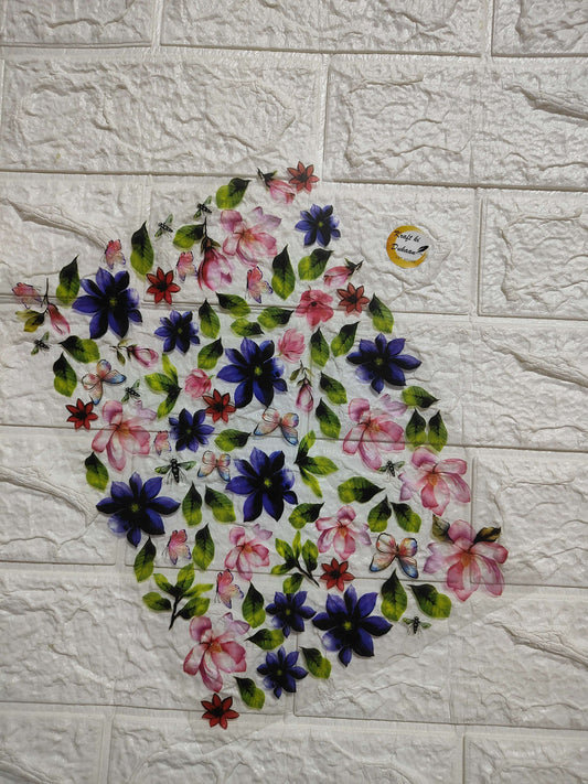 A4 insert sheet B21 with multicolor floral pattern and butterflies on white paper