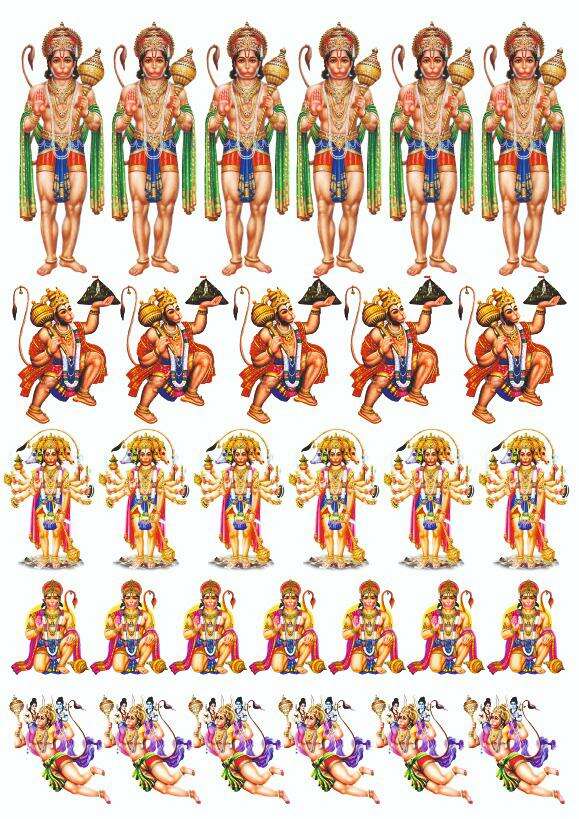 A4 insert sheet B17 with repeated colorful deity figures standing