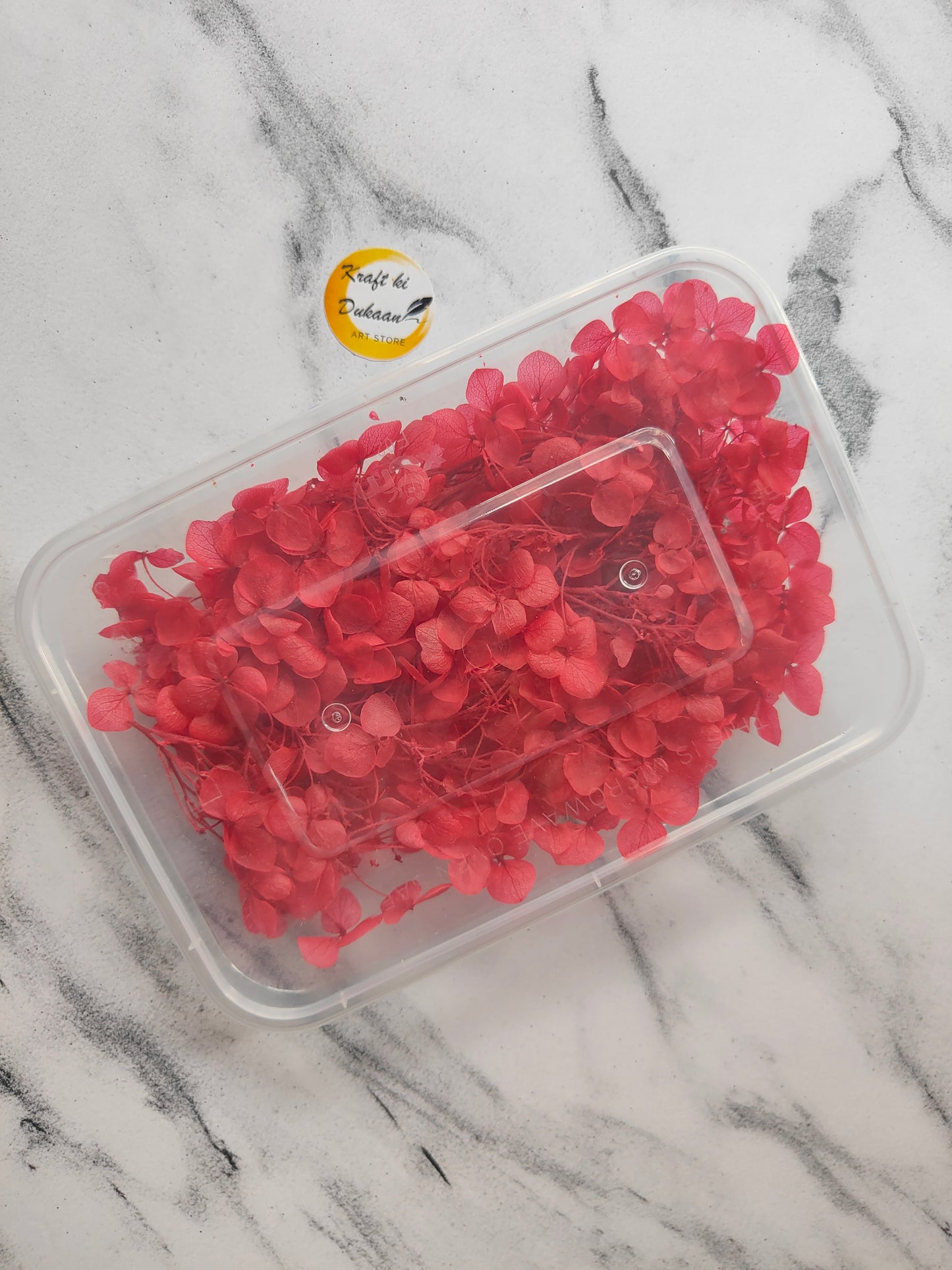 Hydrangea dry flower box filled with vibrant red blooms for elegant home decor