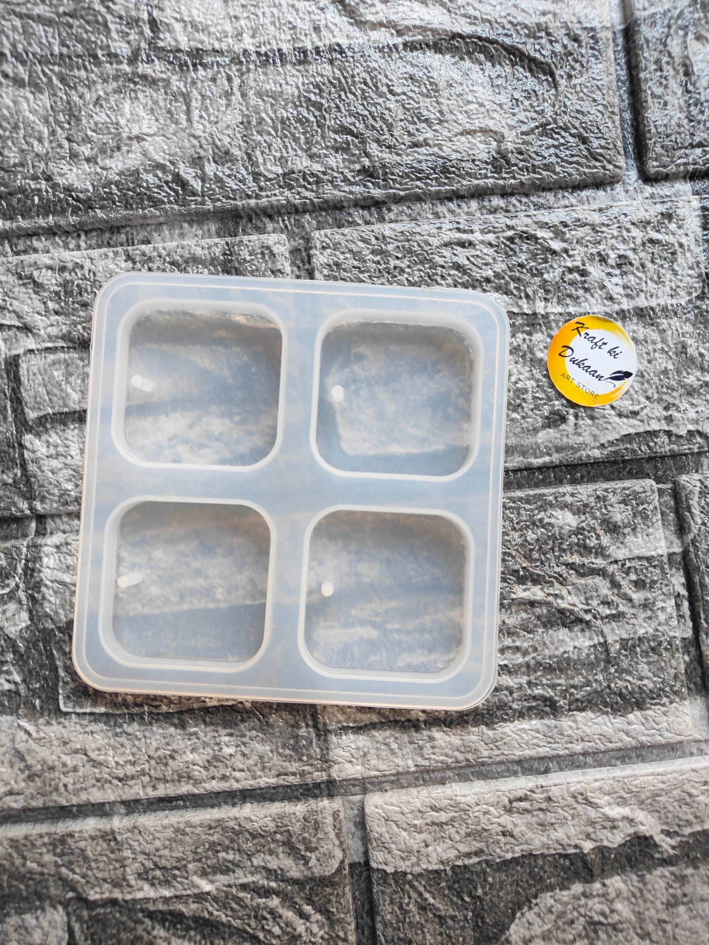 Clear keychain mould for resin with four squares perfect for DIY projects