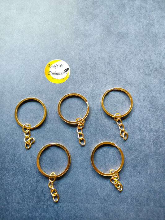 Gold keychain ring pack of 50 with durable design for crafting and key organization