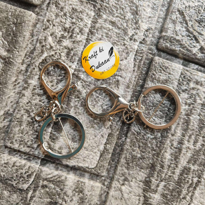Silver-tone lobster clasp keychain, two rings with lobster clasp and short chain