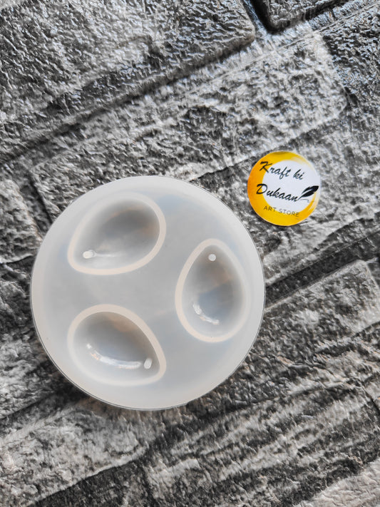 Silicone drop shape pendant mould with three cavities for crafting unique jewelry pieces