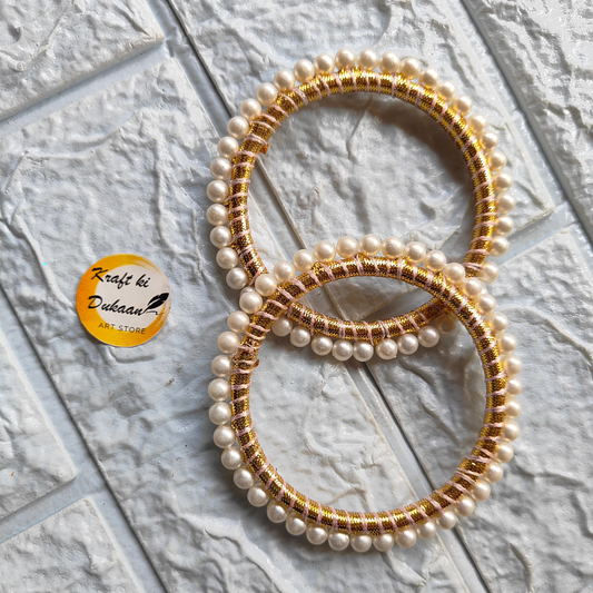 Kraft ki Dukaan 3 inch round gota ring for crafts with gold thread and pearl beads embellishment