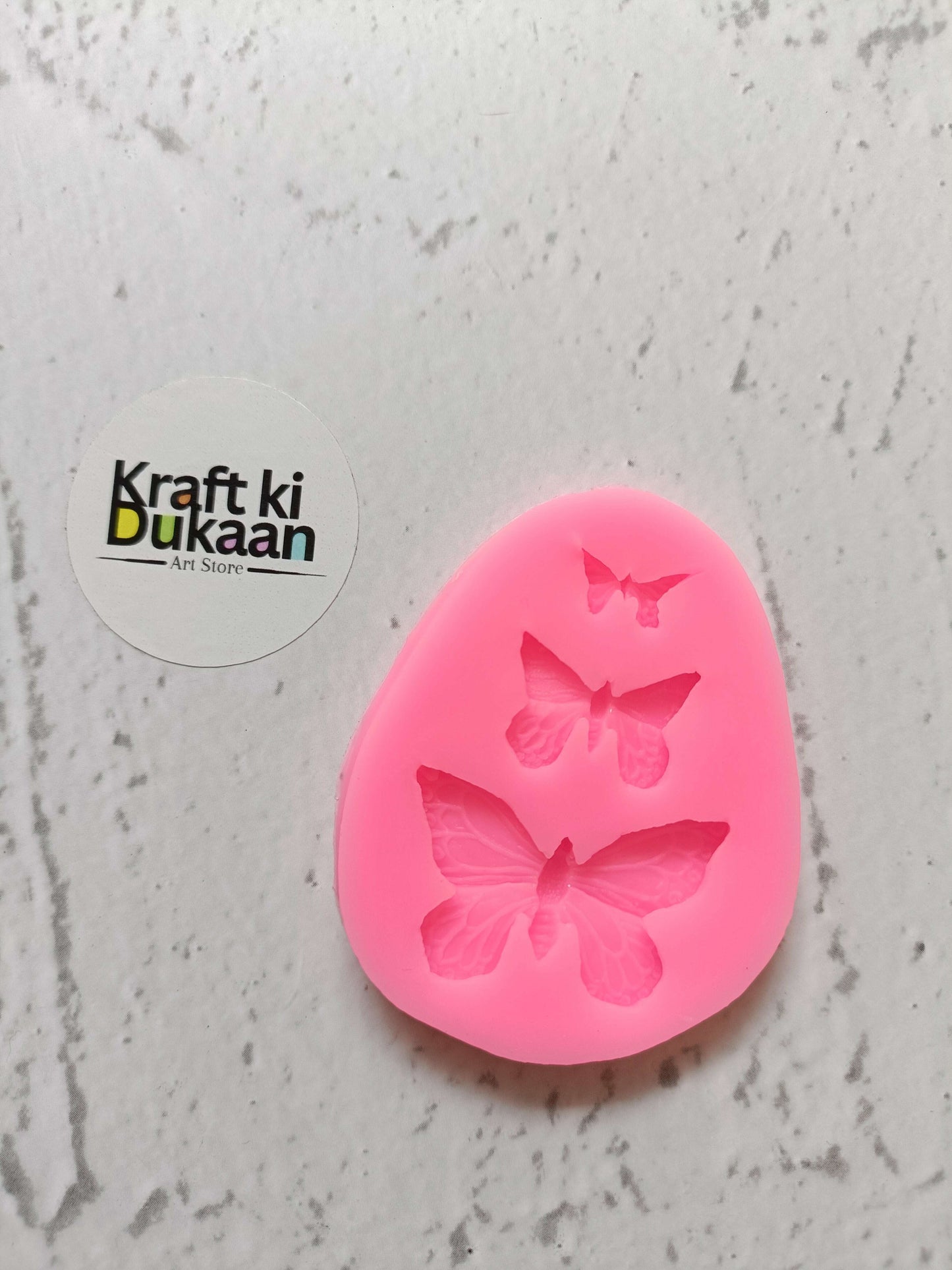 Pink butterfly silicone mould with 3 cavity teardrop shape