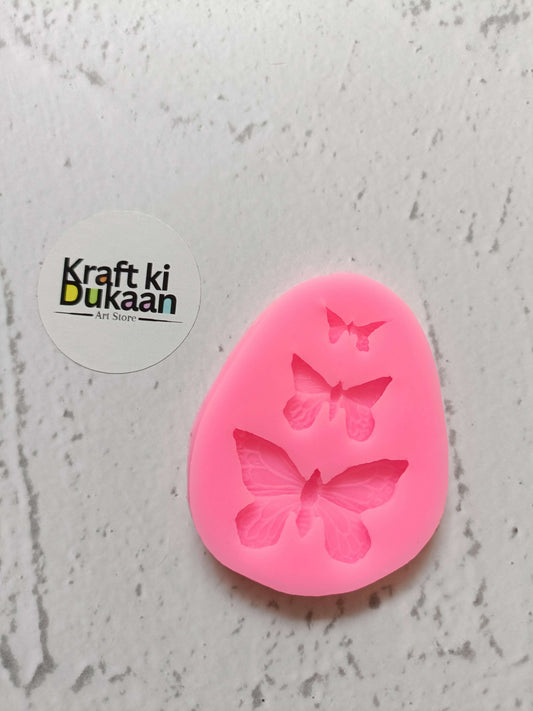 Pink butterfly silicone mould with 3 cavity teardrop shape