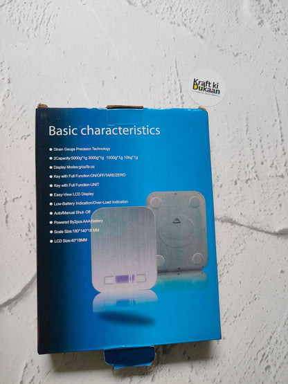 Weighing Scale C box showing basic characteristics and device display graphics