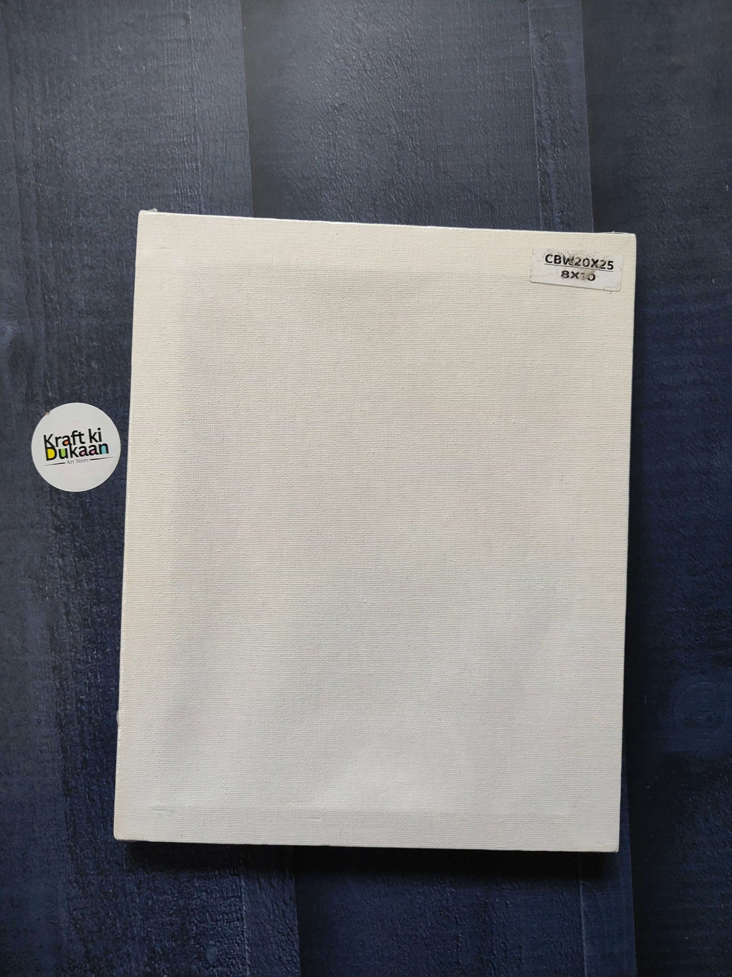 Rectangle stretched canvas board with white canvas, centered plain front surface