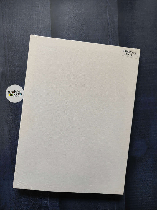 Rectangle stretched canvas board with white canvas and frame, front view