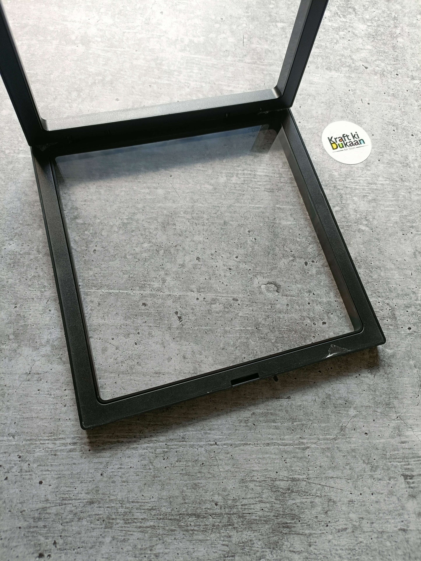 Open 18x18cm packing display box with clear window and black frame