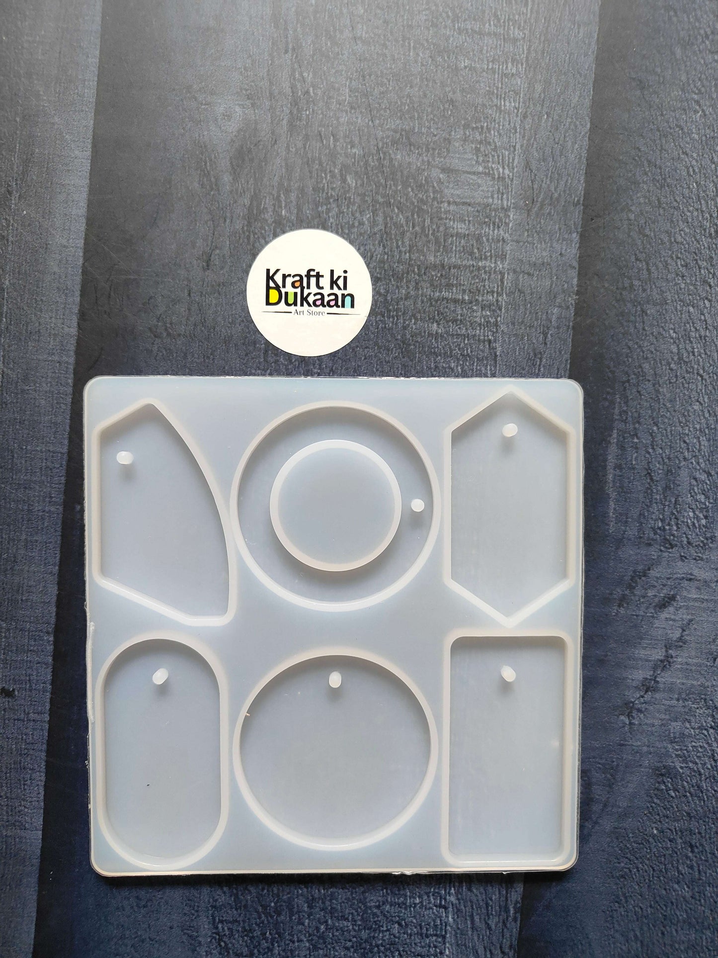 6 cavity tag mould: square silicone tray with tag and circle cavities