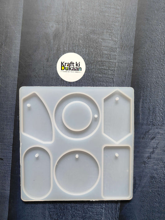 6 cavity tag mould: square silicone tray with tag and circle cavities