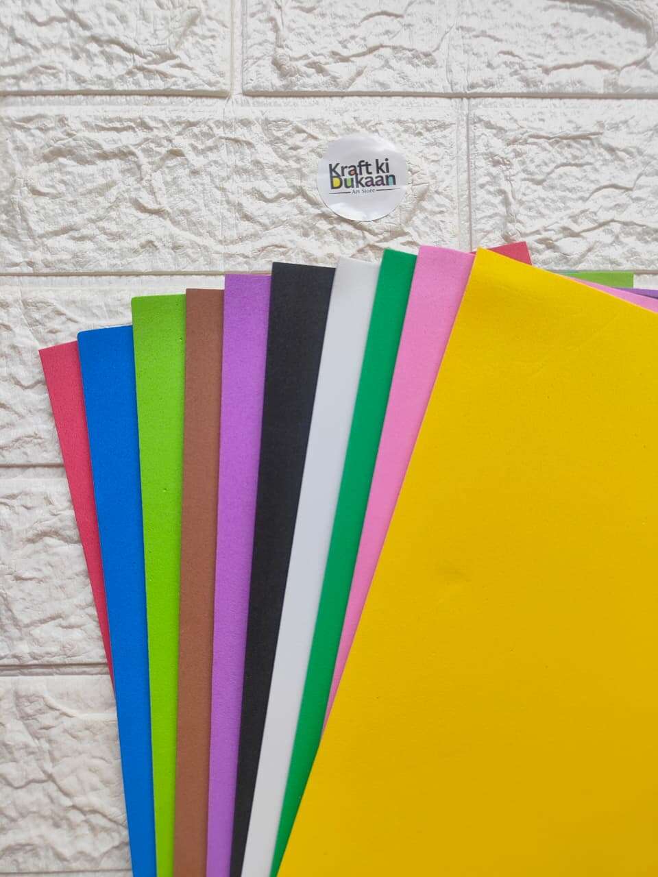A4 plain foam sheets 10-pack, multicolor stack—yellow, black, green, purple, blue, more