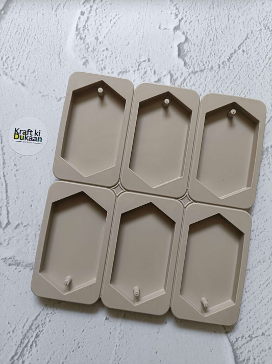 6-cavity hexagon sachet mould with six geometric cavities and hinged-style frame